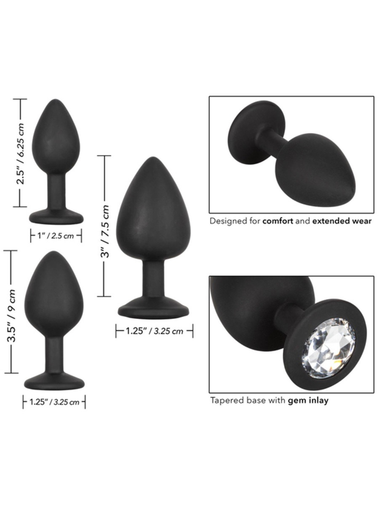 CalExotics Silicone Gem Anal Kit (Black) - 3 Plug Set
