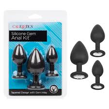 CalExotics Silicone Gem Anal Kit (Black) - 3 Plug Set