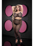 Lapdance Jacquard Crop Top And Pants Set Black Queen Size