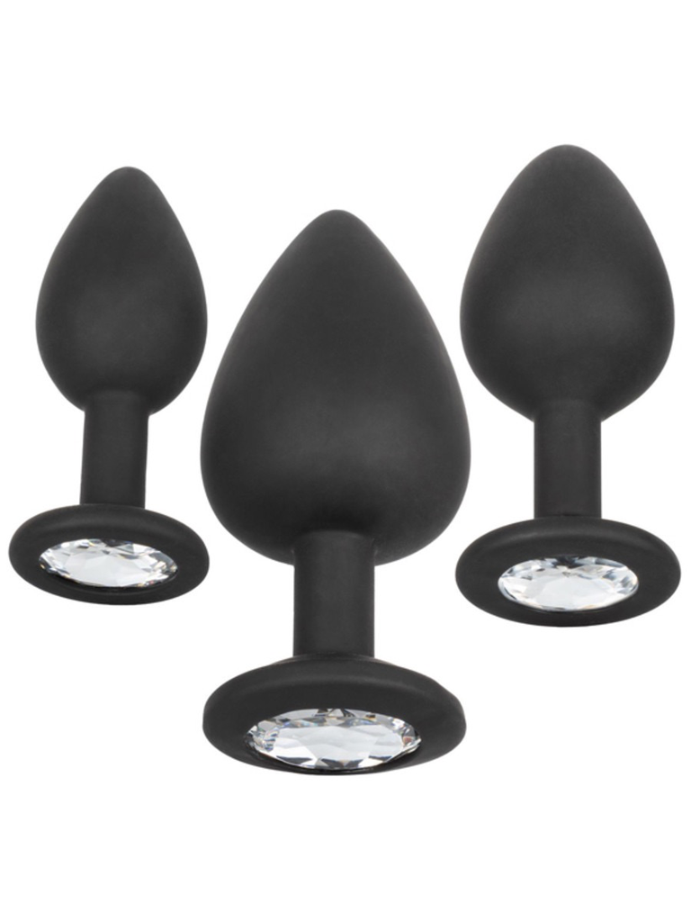 CalExotics Silicone Gem Anal Kit (Black) - 3 Plug Set